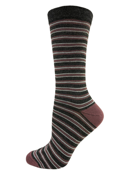 Ladies Bamboo Dusty Pink Stripes Sock