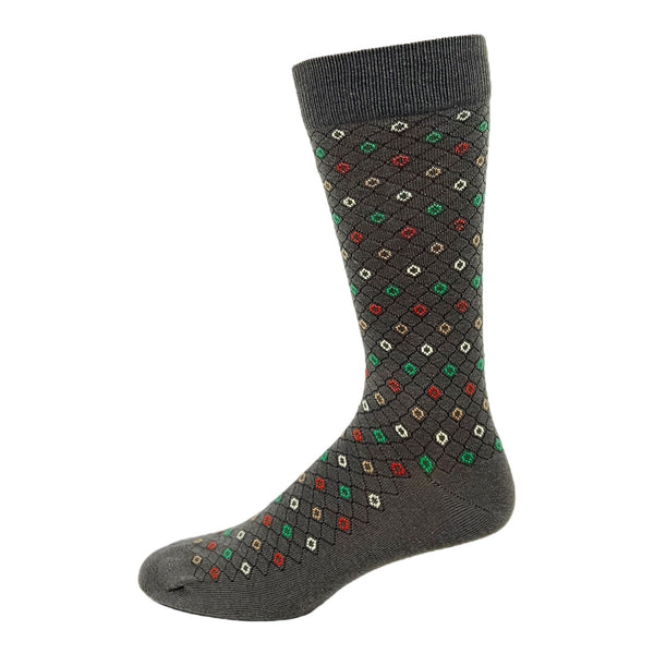 Mens Cotton Grid & Dots Sock