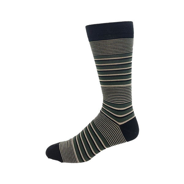 Mens Cotton Green Stripe Sock