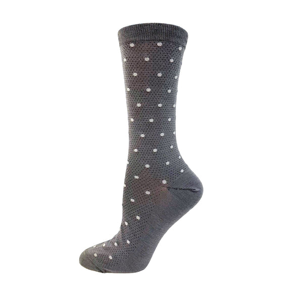 Ladies Bamboo Grey Dots Sock