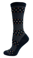 Ladies Wellness Cotton Stripe w/ Dots Sock