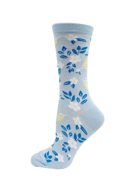 Ladies Cotton Blue Flower Sock