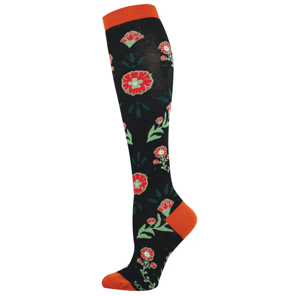 Ladies Crawling Flowers Knee High Sock