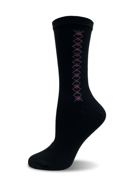 Ladies Wellness Cotton Vertical Argyle Sock
