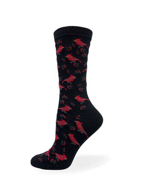Ladies Cotton Cardinal Birds Sock