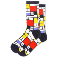 Ladies Composition With Yellow, Red, Black, Grey, Blue Sock