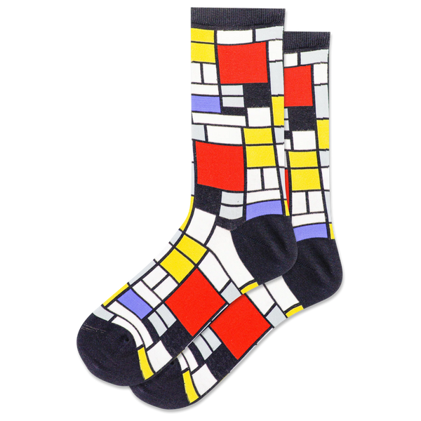 Ladies Composition With Yellow, Red, Black, Grey, Blue Sock