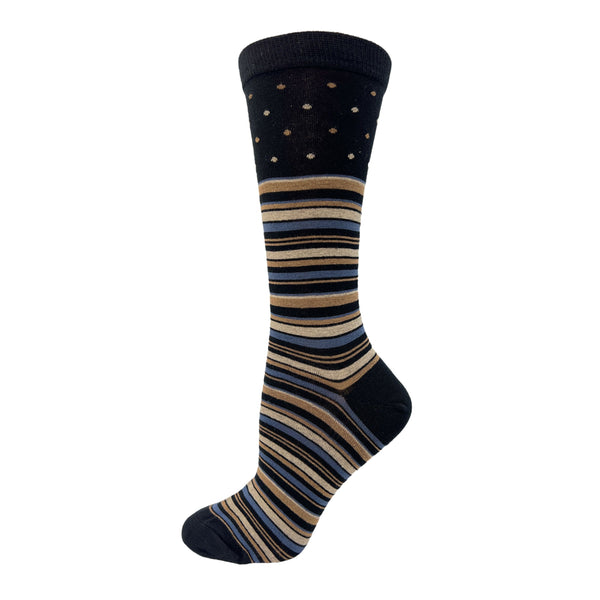 Ladies Bamboo Sandy Dots with Stripes Sock